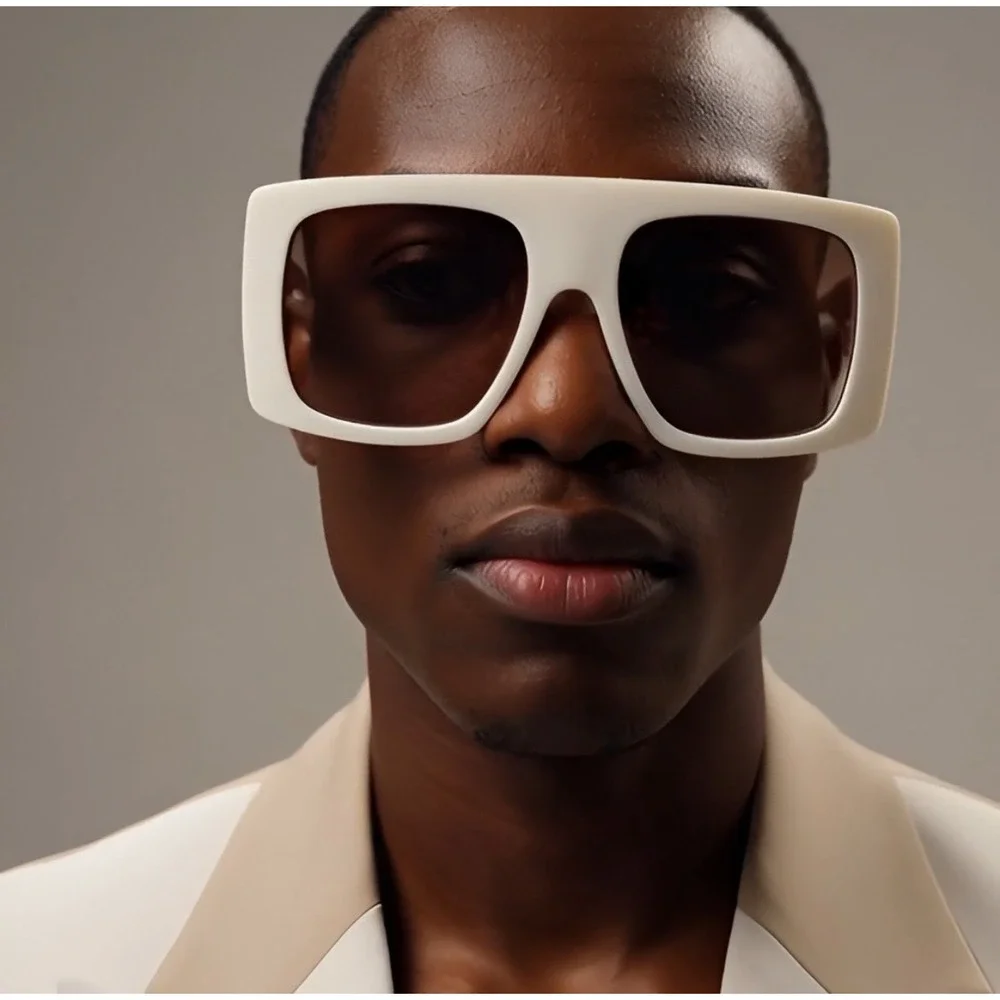 Oversized Square Sunglasses Men Fashion Trendy Bold Frame Beach Street Wear 2026